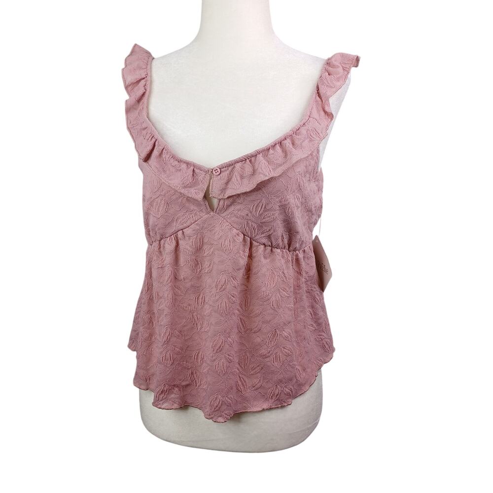 La Peche Blush Pink Lace Babydoll Top Womens L Boho Coquette Fairycore Romantic